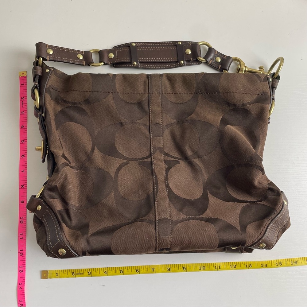 Coach Brown Canvas Big Monogram Gold Hardware Square Shoulder Bag K0773-10620 - Picture 11 of 12